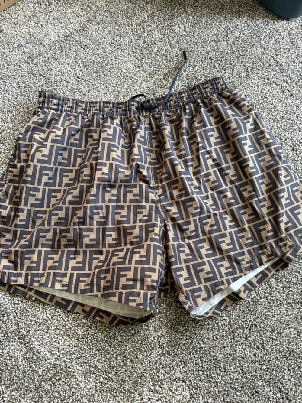 Fendi Black Swim Shorts with Branded Tag